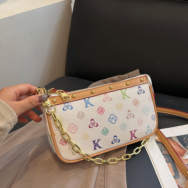Ženska mini torbica od PU kože s lancem, retro stil, svestrana za ramenu ili crossbody
