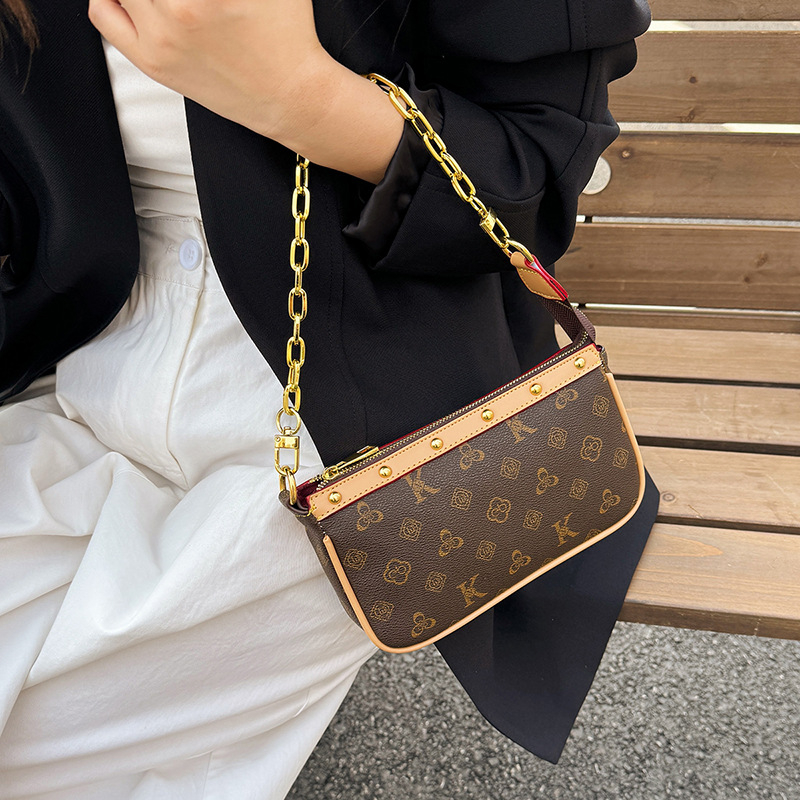 Ženska mini torbica od PU kože s lancem, retro stil, svestrana za ramenu ili crossbody