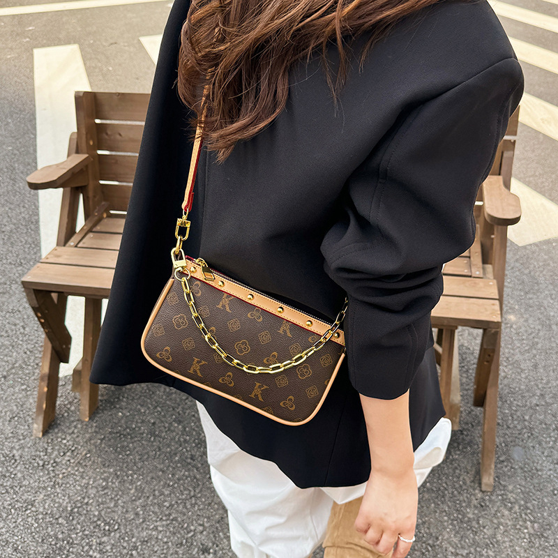 Ženska mini torbica od PU kože s lancem, retro stil, svestrana za ramenu ili crossbody