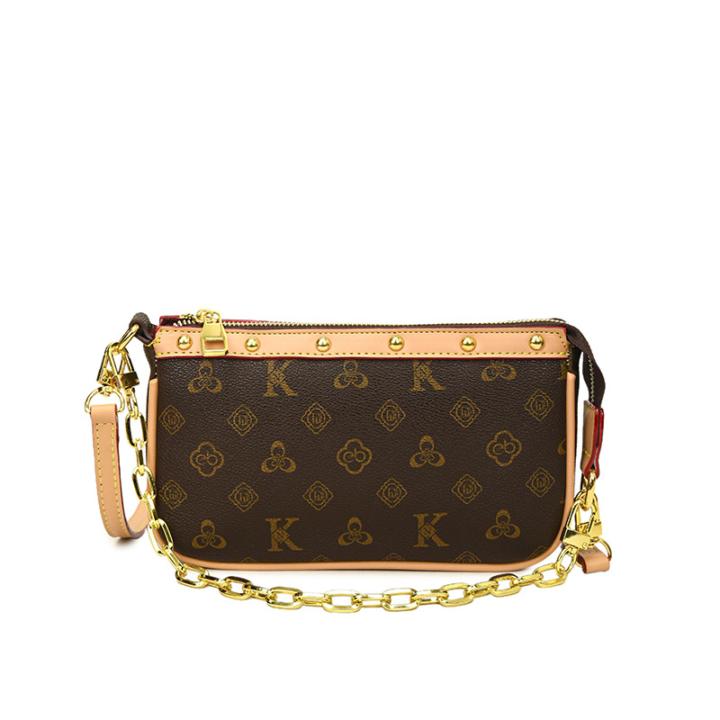 Ženska mini torbica od PU kože s lancem, retro stil, svestrana za ramenu ili crossbody