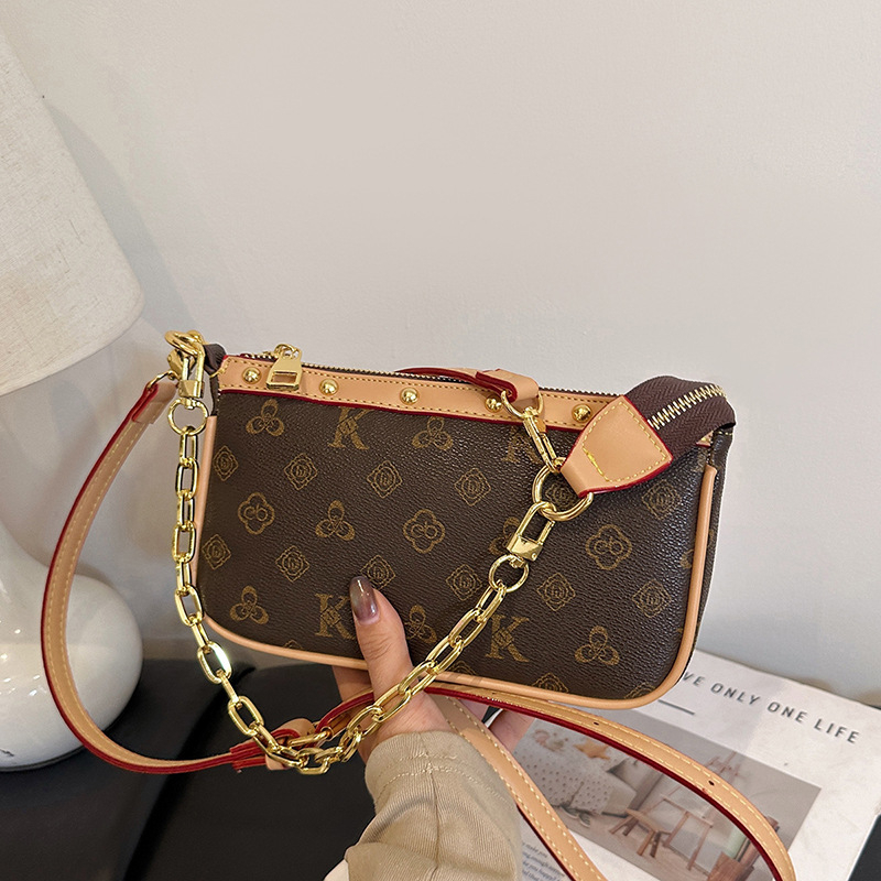 Ženska mini torbica od PU kože s lancem, retro stil, svestrana za ramenu ili crossbody