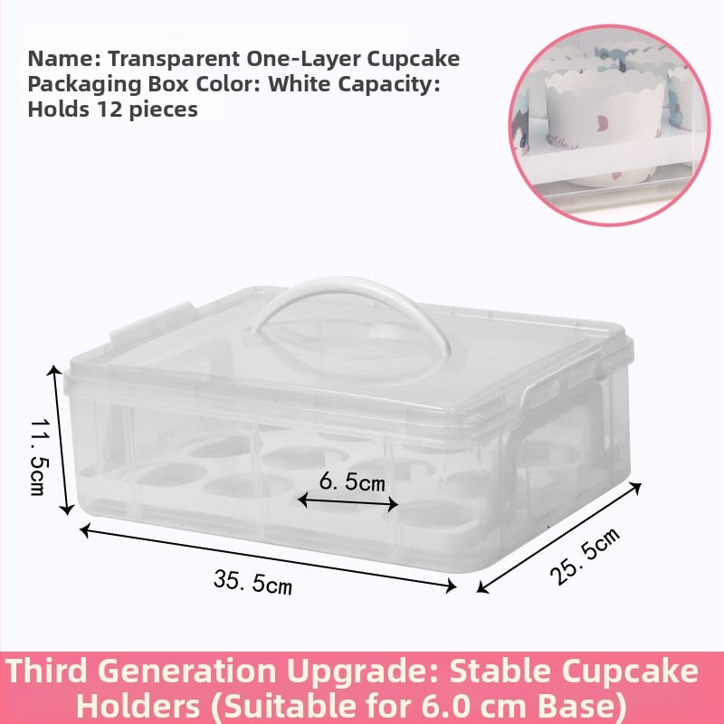 Cutie pentru ambalarea brioșelor, cutie portabilă transparentă din plastic pentru transport și depozitare de deserturi