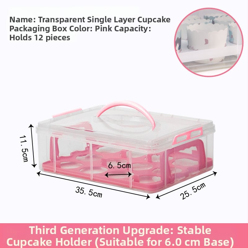 Cutie pentru ambalarea brioșelor, cutie portabilă transparentă din plastic pentru transport și depozitare de deserturi