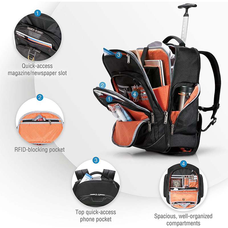 2025 Νέο σακίδιο με ρόδες για επιχειρηματικά ταξίδια, με ρυθμιζόμενα διαμερίσματα