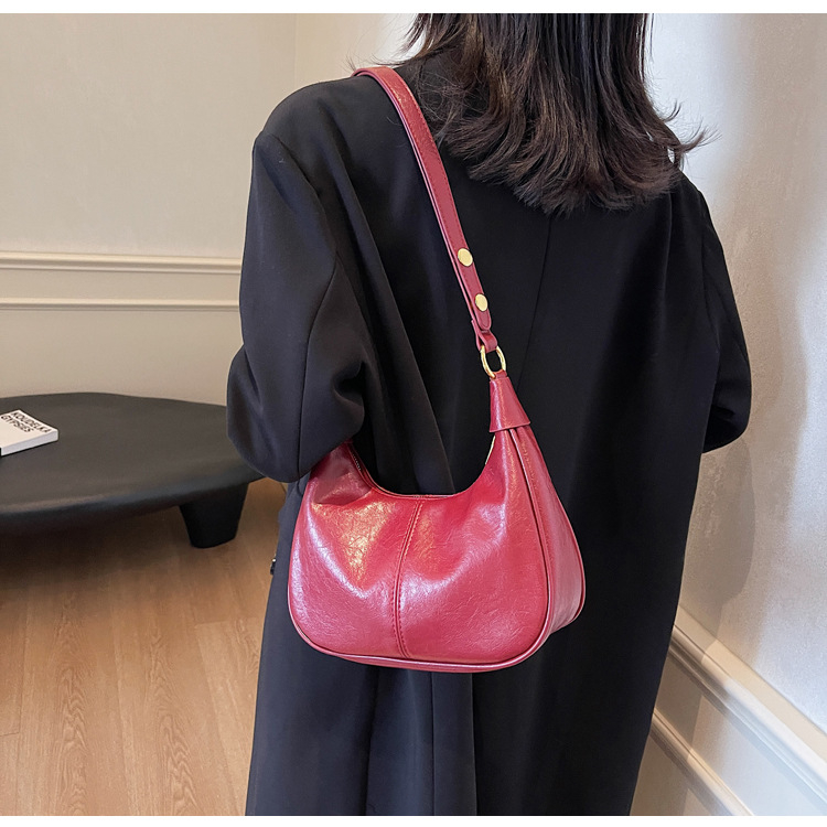 PU kožna torbica za pazuh s jednim remenom, oblik vrećice, crossbody za žene, korejski stil