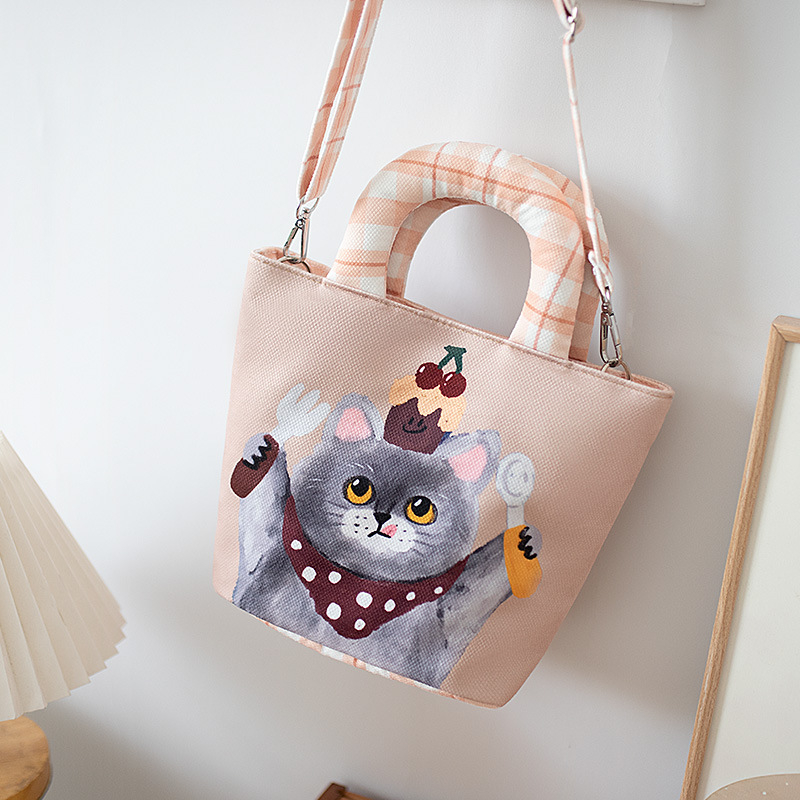 Ženska platnena torba s mačjim motivom – moderna crossbody torba za posao