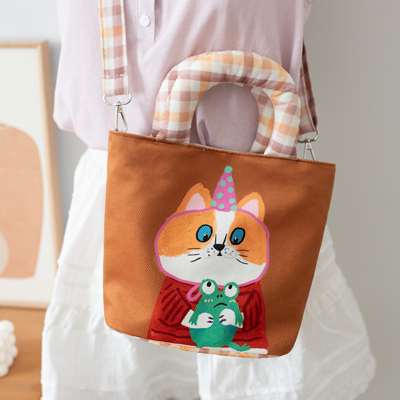 Ženska platnena torba s mačjim motivom – moderna crossbody torba za posao