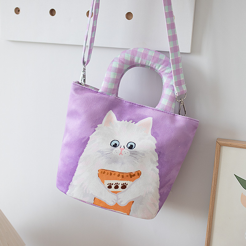 Ženska platnena torba s mačjim motivom – moderna crossbody torba za posao