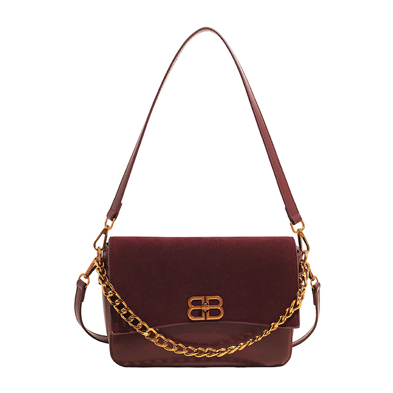 Suede torba za rame s retro lancem, mala podlaktna torbica za žene, crossbody dizajn 2025