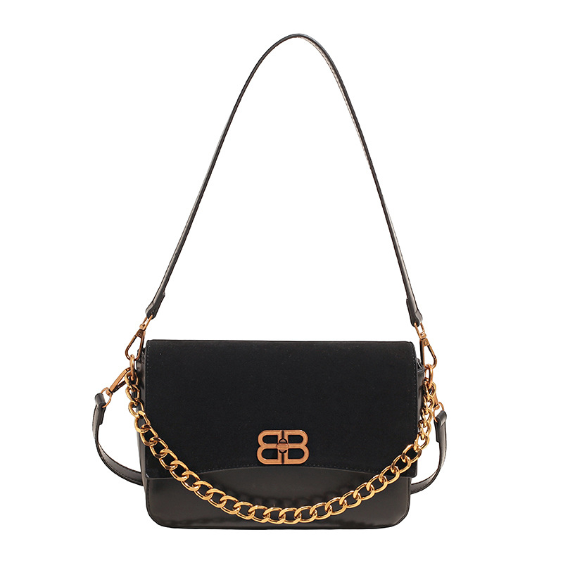 Suede torba za rame s retro lancem, mala podlaktna torbica za žene, crossbody dizajn 2025