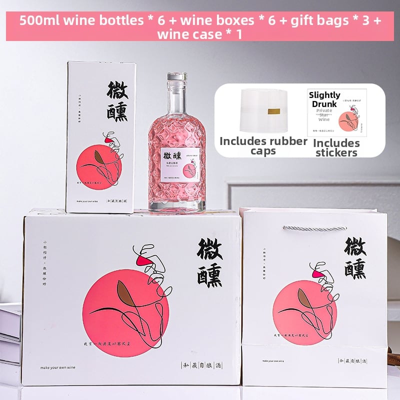 Priehľadná sklenená fľaša na ovocné víno, 500 ml, prázdna a uzavretá, na domáce použitie, s rôznymi uzávermi