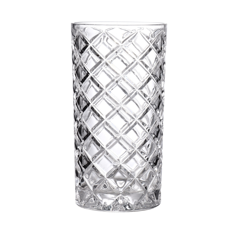 Pahar din sticlă retro cu gravură florală pentru iced latte, sucuri și cocktailuri