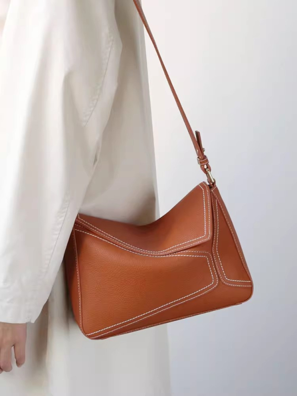 Tote torba od prvokvalitetne kože – prava koža, ženska torba za pod pazuhom i preko ramena, patchwork, gradski retro stil, svestrana lagana luksuz
