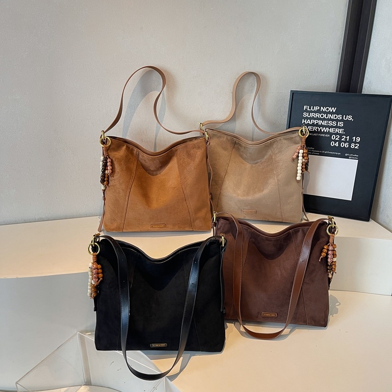 Ženska velur torbica, velika kapaciteta, jesen-zima 2025, retro crossbody tote
