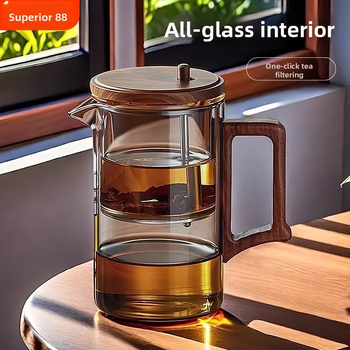 Ceainic din sticlă elegant, cu filtru pentru separarea apei de ceai, rezistent la temperaturi înalte