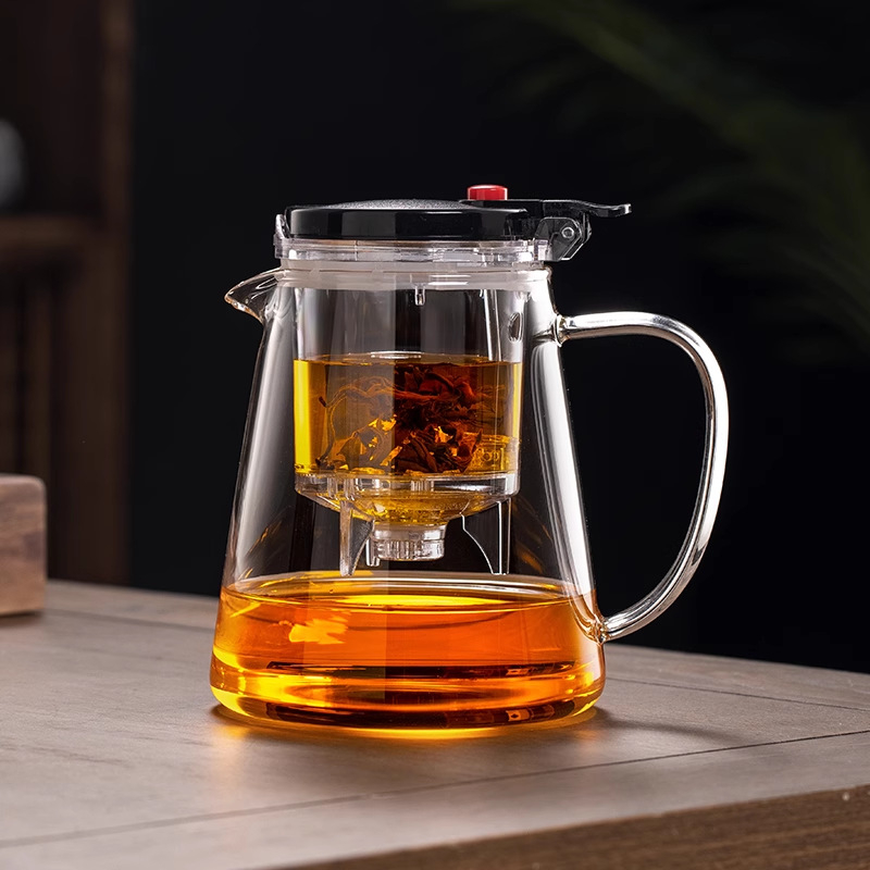 Ceainic din sticlă elegant, cu filtru pentru separarea apei de ceai, rezistent la temperaturi înalte