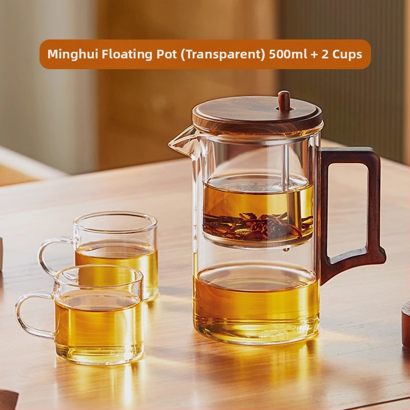 Ceainic din sticlă elegant, cu filtru pentru separarea apei de ceai, rezistent la temperaturi înalte
