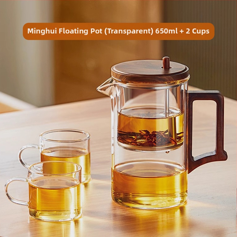 Ceainic din sticlă elegant, cu filtru pentru separarea apei de ceai, rezistent la temperaturi înalte
