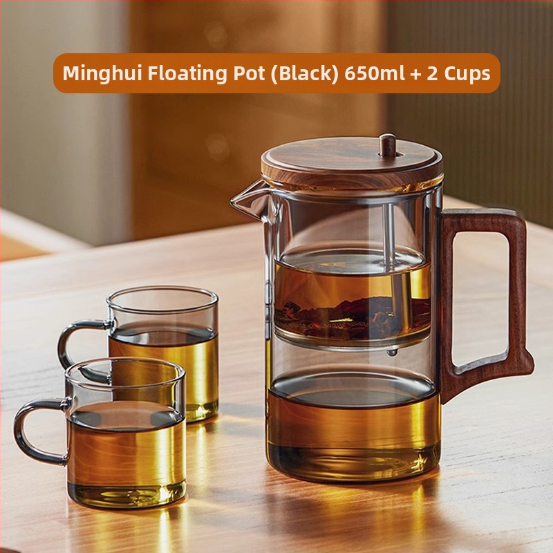 Ceainic din sticlă elegant, cu filtru pentru separarea apei de ceai, rezistent la temperaturi înalte