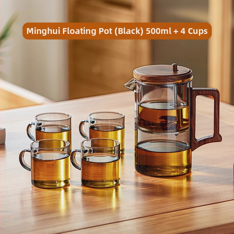 Ceainic din sticlă elegant, cu filtru pentru separarea apei de ceai, rezistent la temperaturi înalte