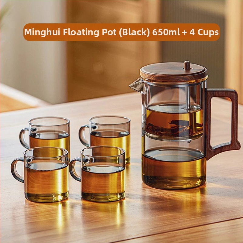 Ceainic din sticlă elegant, cu filtru pentru separarea apei de ceai, rezistent la temperaturi înalte