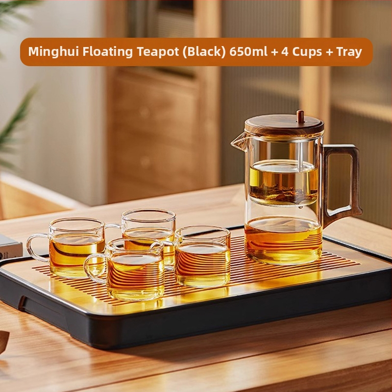 Ceainic din sticlă elegant, cu filtru pentru separarea apei de ceai, rezistent la temperaturi înalte