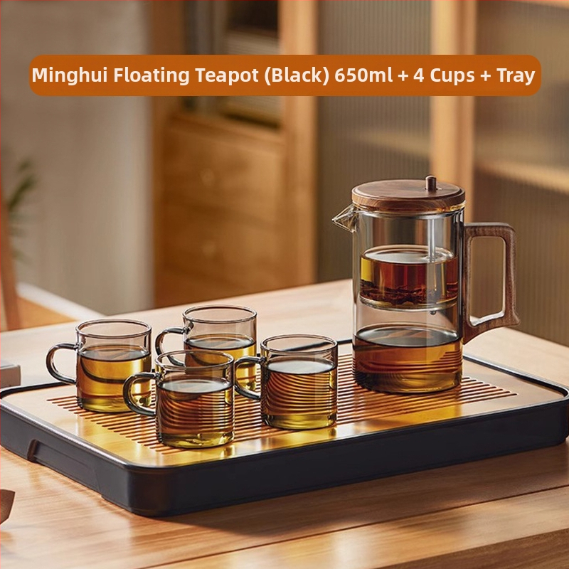 Ceainic din sticlă elegant, cu filtru pentru separarea apei de ceai, rezistent la temperaturi înalte