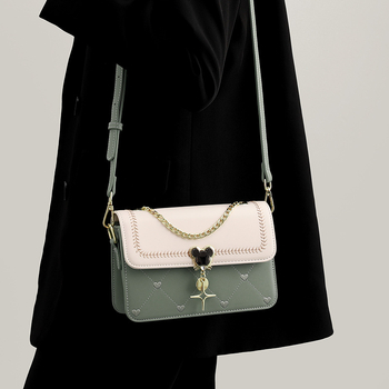 PU kožna mala crossbody torbica, kvadratnog oblika, jesen-zima, color-block stil, profinjen minimalistički dizajn