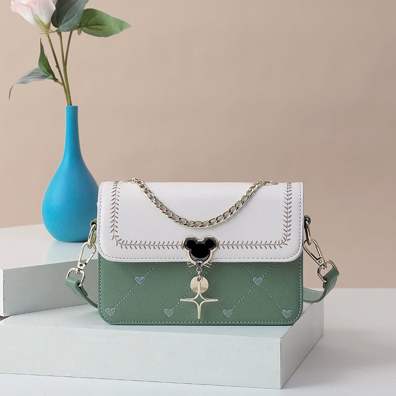 PU kožna mala crossbody torbica, kvadratnog oblika, jesen-zima, color-block stil, profinjen minimalistički dizajn