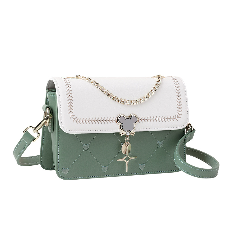 PU kožna mala crossbody torbica, kvadratnog oblika, jesen-zima, color-block stil, profinjen minimalistički dizajn