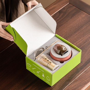 Set japonez pentru amestecarea matcha, cu glazură ceramică, șapte piese, ceai pentru latte de dimineață