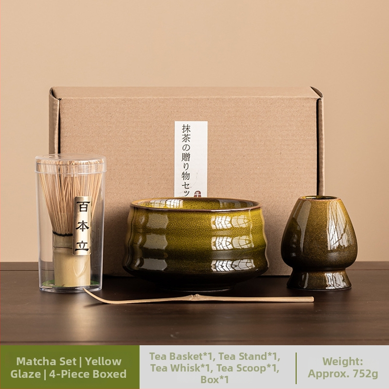 Japonský keramický set na miešanie matcha s glazovaným povrchom, sedemdielny čajový set na prípravu raňajkového latte