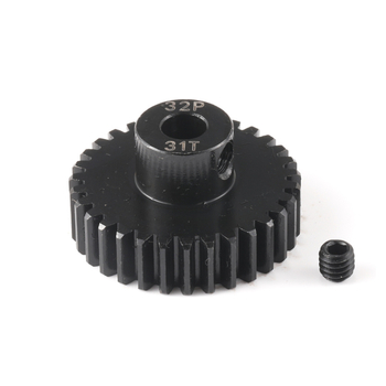 Monolit acélból készült egyenes fogaskerék, 32P, Ø5,0 mm furat, 11–31 fog, fekete felülettel, 1/10 RC autó motorhoz