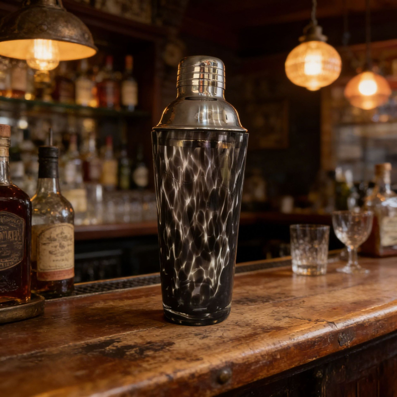 Set de cocktailuri: ceainic din oțel inoxidabil, shaker din sticlă și unelte de bar