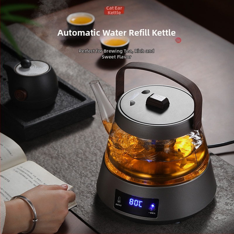 Automatický stolný čajový set s automatickým dopĺňaním vody a elektrickou kanvicou – všetko v jednom