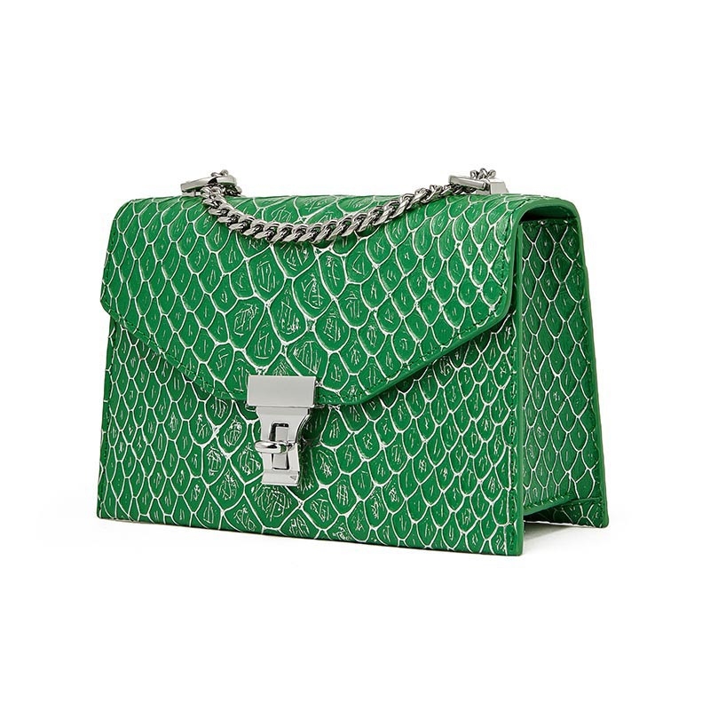 Prava kožna lančana mala kvadratna torbica, 2024, crossbody/ramena torba, makaron boja, vrhunski dojam
