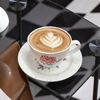 Set de cești și farfurioare de cafea în stil european, latte art, pentru ceai de după-amiază, ceramică mată