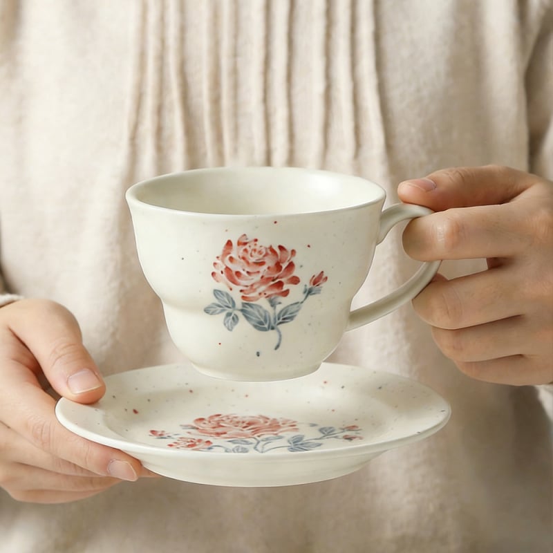 Set de cești și farfurioare de cafea în stil european, latte art, pentru ceai de după-amiază, ceramică mată