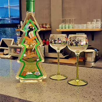 Pahar de vin cu picior, în stil european, pahar creativ pentru șampanie și cocktail, design drăguț de Crăciun