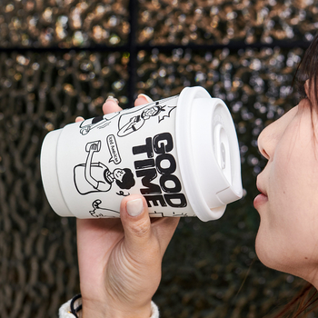 Pahar din hârtie pentru băuturi calde, 301–400 ml, cu capac, pentru cafea și ceai cu lapte, design graffiti pictat manual