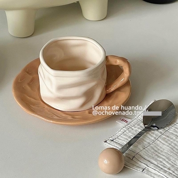 Set cești și farfurioare de cafea în stil Instagram, design rafinat, luxos, pentru ceai de după-amiază și mic dejun