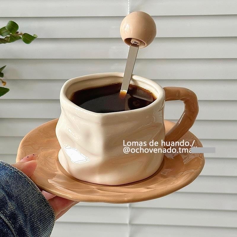 Set cești și farfurioare de cafea în stil Instagram, design rafinat, luxos, pentru ceai de după-amiază și mic dejun