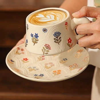 Set Nordic de cafea, minimalist, cu farfurioară lucioasă, potrivit pentru latte art