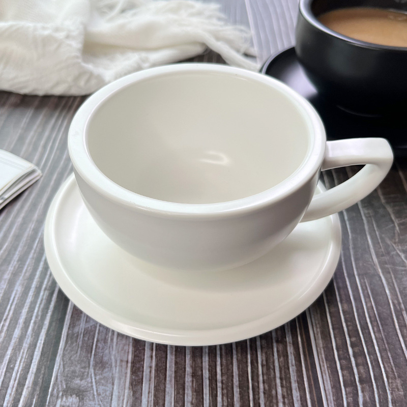 Set de cești de cafea din ceramică cu farfurioare, 280 ml, pentru latte art, mocha, americano, cappuccino