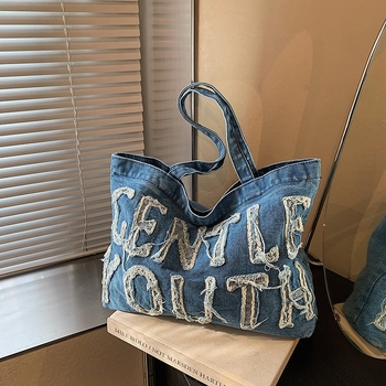 Ženska tote torba od denima, velikog kapaciteta, retro casual stil, za školu i svakodnevne obaveze, crossbody torba preko ramena
