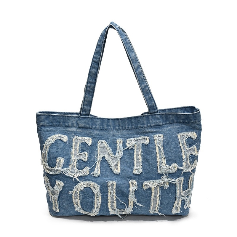 Ženska tote torba od denima, velikog kapaciteta, retro casual stil, za školu i svakodnevne obaveze, crossbody torba preko ramena