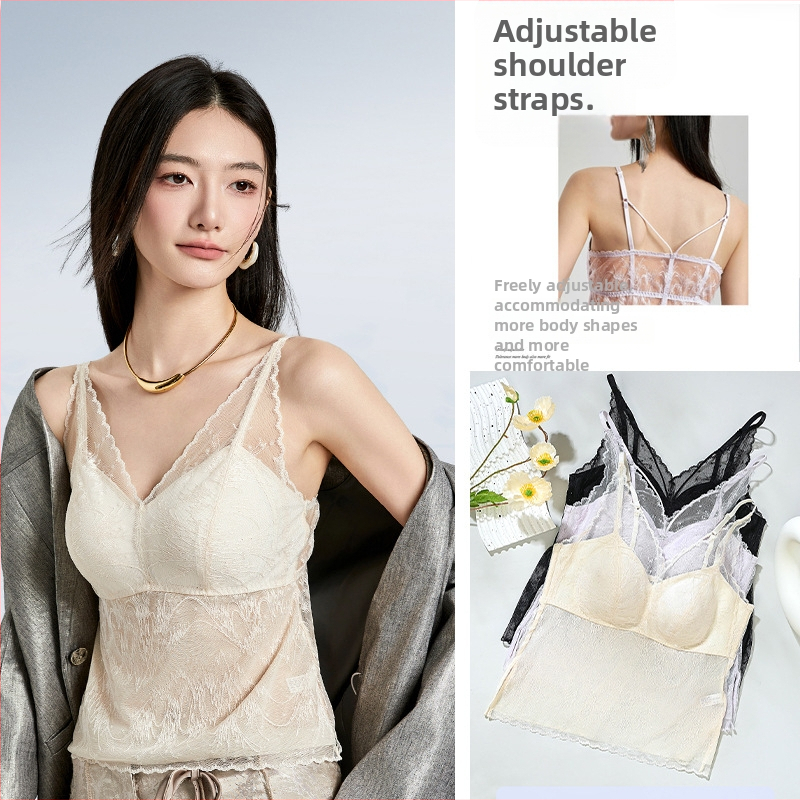 Podprsenka z hodvábnej čipky z mulberry silk s dizajnom na chrbte, francúzsky štýl, bez výstuže, plný košíček