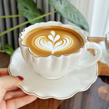 Set din ceramică pentru cafea, în stil european, cu farfurioare, cești de ceai cu model floral pentru ceaiul de după-amiază