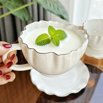 Set din ceramică pentru cafea, în stil european, cu farfurioare, cești de ceai cu model floral pentru ceaiul de după-amiază