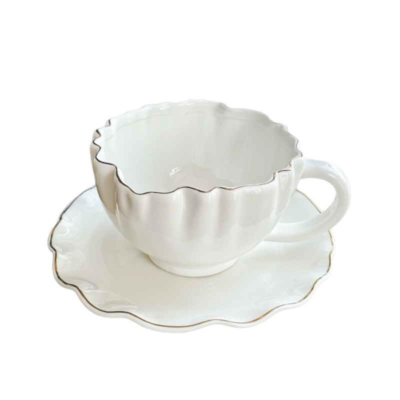 Set din ceramică pentru cafea, în stil european, cu farfurioare, cești de ceai cu model floral pentru ceaiul de după-amiază